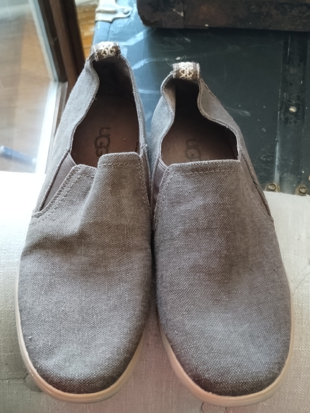 UGG Men’s Brown Canvas Slip-On Loafers